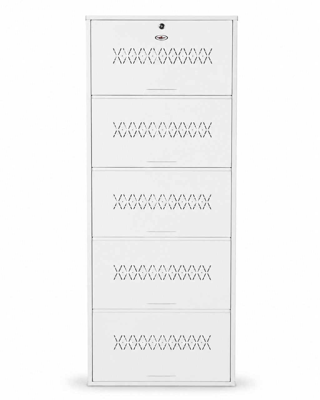 Shoe Cave 5-Door Metal Shoe Rack Cabinet | Full White | Lockable Shoe Organizer | Space Saving Shoe Storage Cabinet | Stores 15-20 Pairs