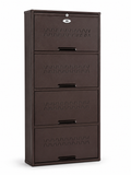 Shoe Cave 4-Door Metal Shoe Rack Cabinet | Coffee Brown | Lockable Shoe Organizer | Space Saving Shoe Storage Cabinet | Stores 12-16 Pairs