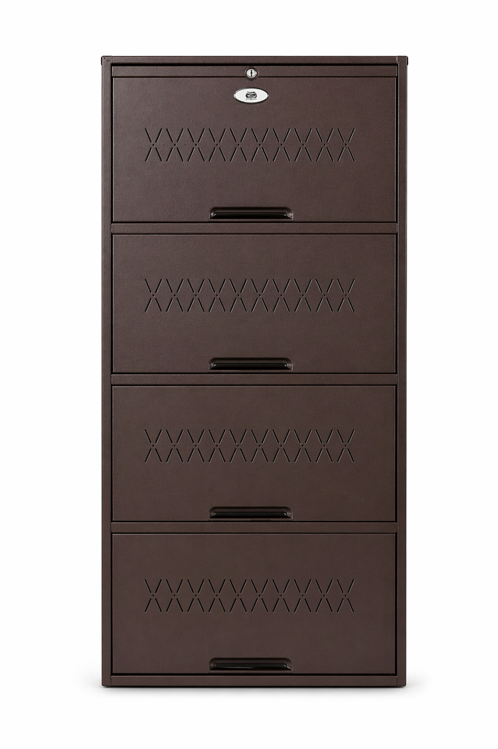 Shoe Cave 4-Door Metal Shoe Rack Cabinet | Coffee Brown | Lockable Shoe Organizer | Space Saving Shoe Storage Cabinet | Stores 12-16 Pairs